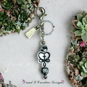 Beautiful Infinity Beaded Bar Keychain with Lobster Clasp and Tassel